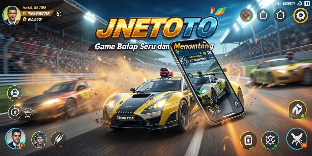 Tampilan gameplay balap seru di JNETOTO yang mendebarkan.