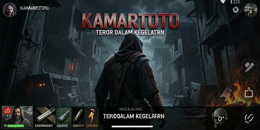 Tampilan gameplay seram di KAMARTOTO dengan suasana mencekam.