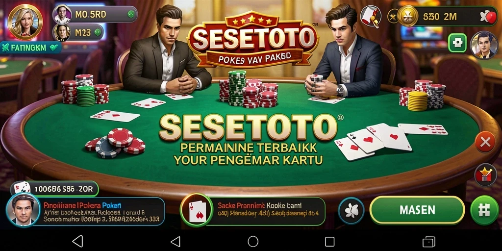 Tampilan screenshot SESETOTO menampilkan gameplay Poker yang seru dan mendebarkan.