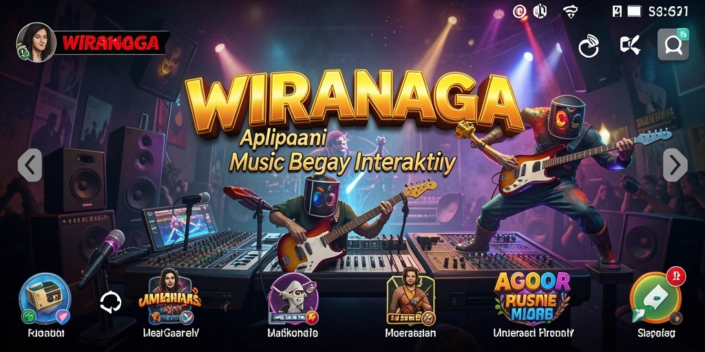 Tampilan gameplay interaktif aplikasi musik WIRANAGA.